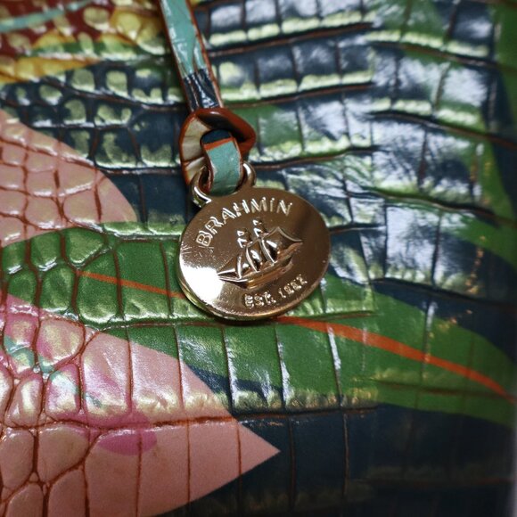 Brahmin Large Duxbury Retro Jungle Melbourne satchel with shoulder strap EUC - Picture 6 of 11